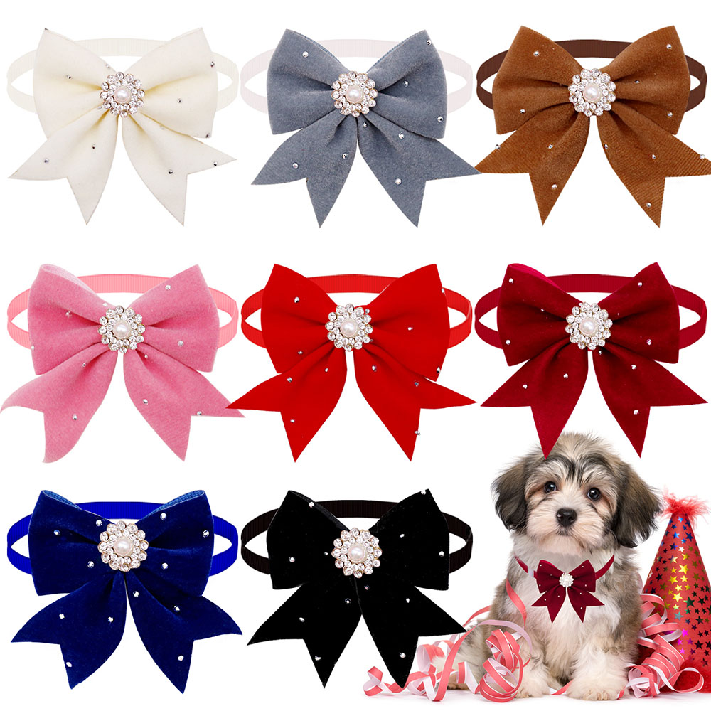 Pet Supplies In Bulk - 8PCS Dog Collar Floral Ribbon Diamond