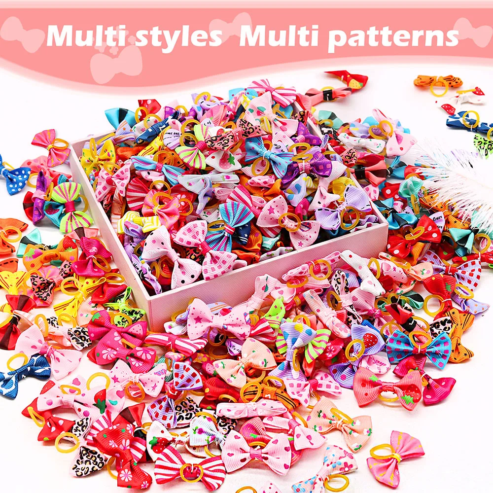 50PCS Dog Bows With Rubber Ban - đánh giá và giá Pet Supplies In Bulk